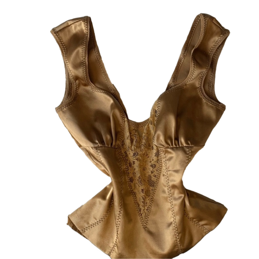 Dolce and Gabbana corset top Gold Satin Sheer - Picture 2 of 6
